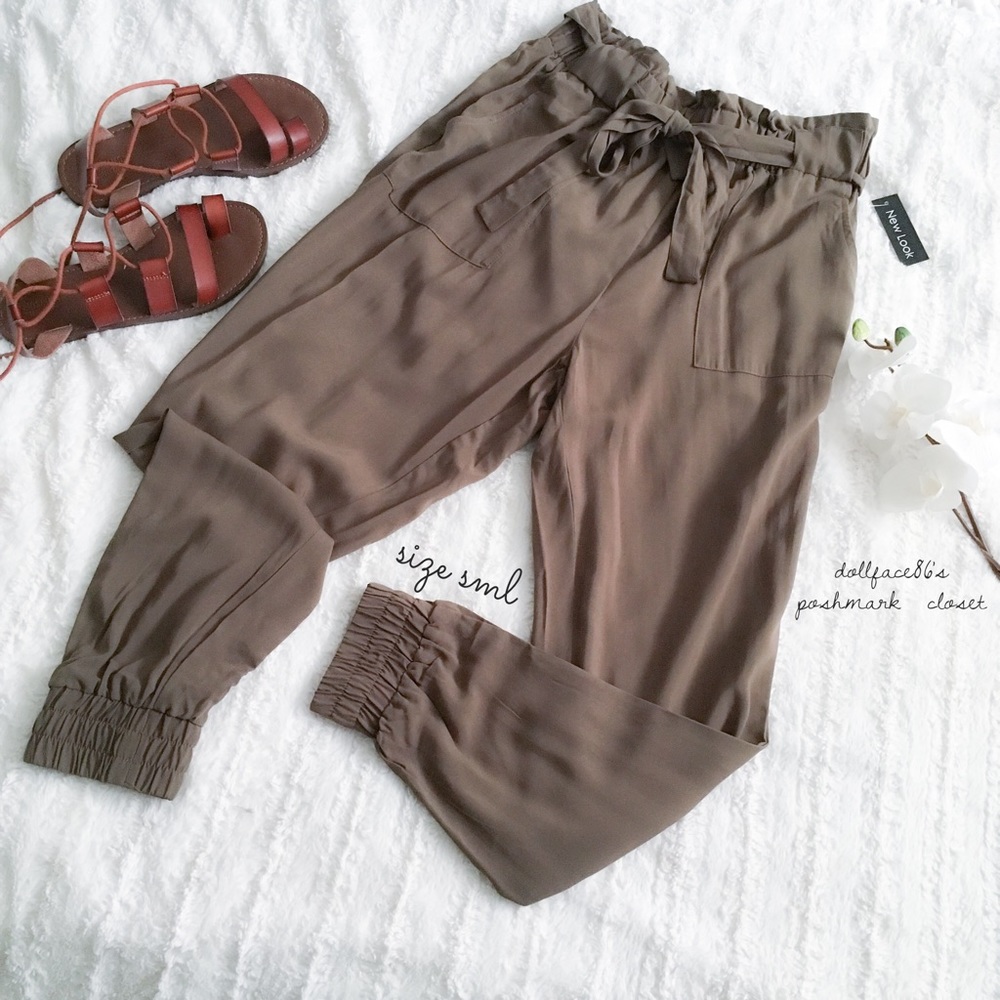NWT New Look Belted Green Chino Joggers - Picture 3 of 8